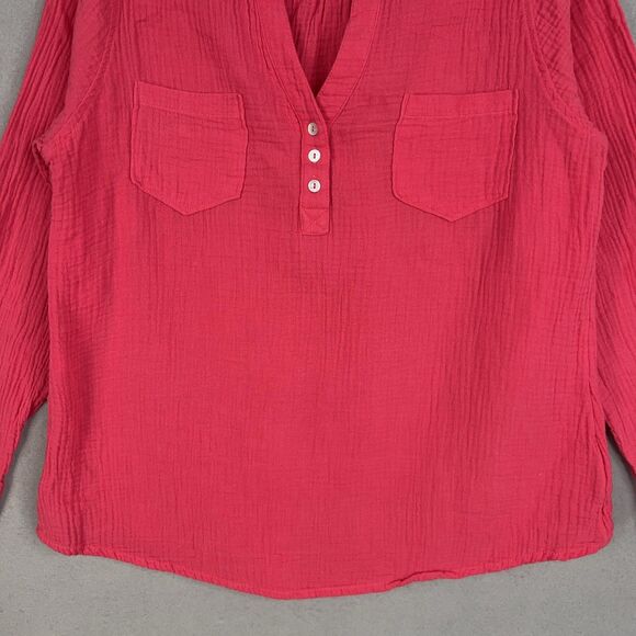 Mote Shirt Womens 2XL Pink Hot Bright Fuchsia Gauze Coastal Resort Vacation Fem - Picture 3 of 14